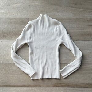 SHEIN White Ribbed Turtleneck Blouse